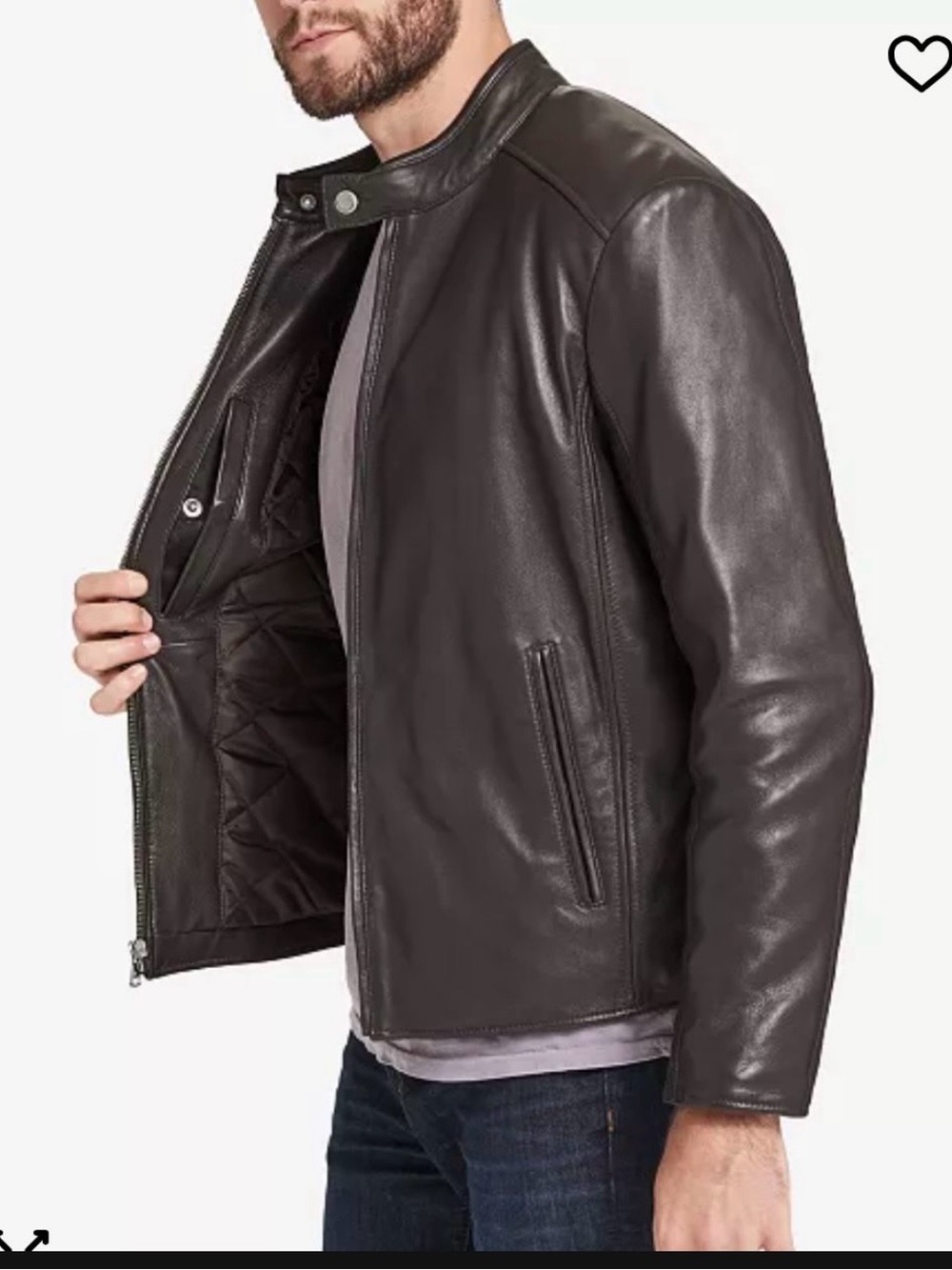 Marc New York Brown Leather Bomber Jacket